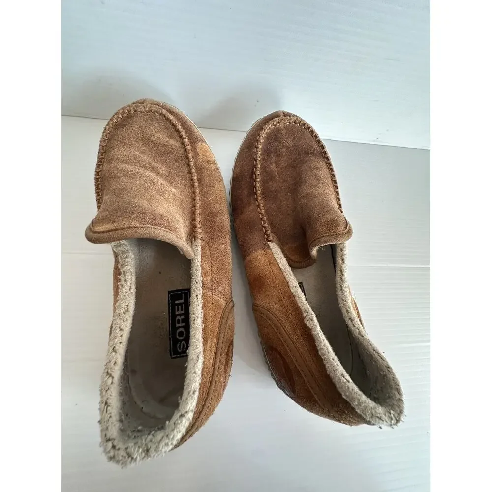 Sorel Mens Brown Suede Leather Loafer Slippers Moc Cozy Comfort Size 8